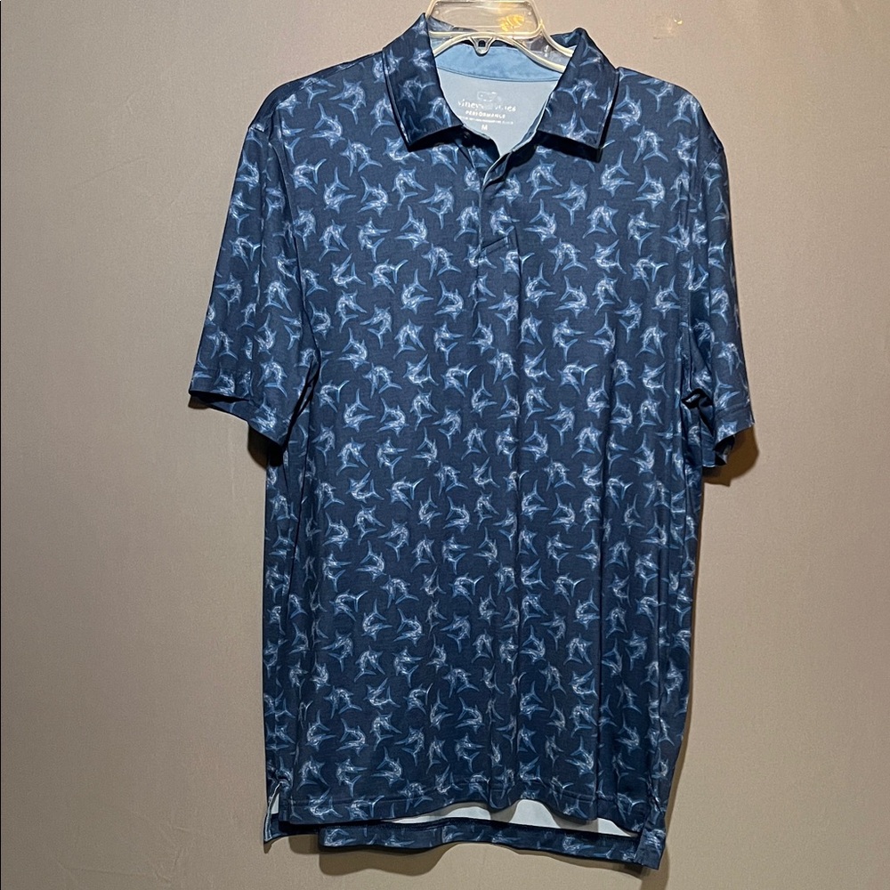 Vineyard Vines Blue Shark Pattern Polo